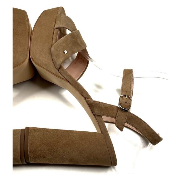 Kate Spade New York Delia Platform Beige Suede Sandals Size 9B New MSRP $228 - Picture 8 of 13